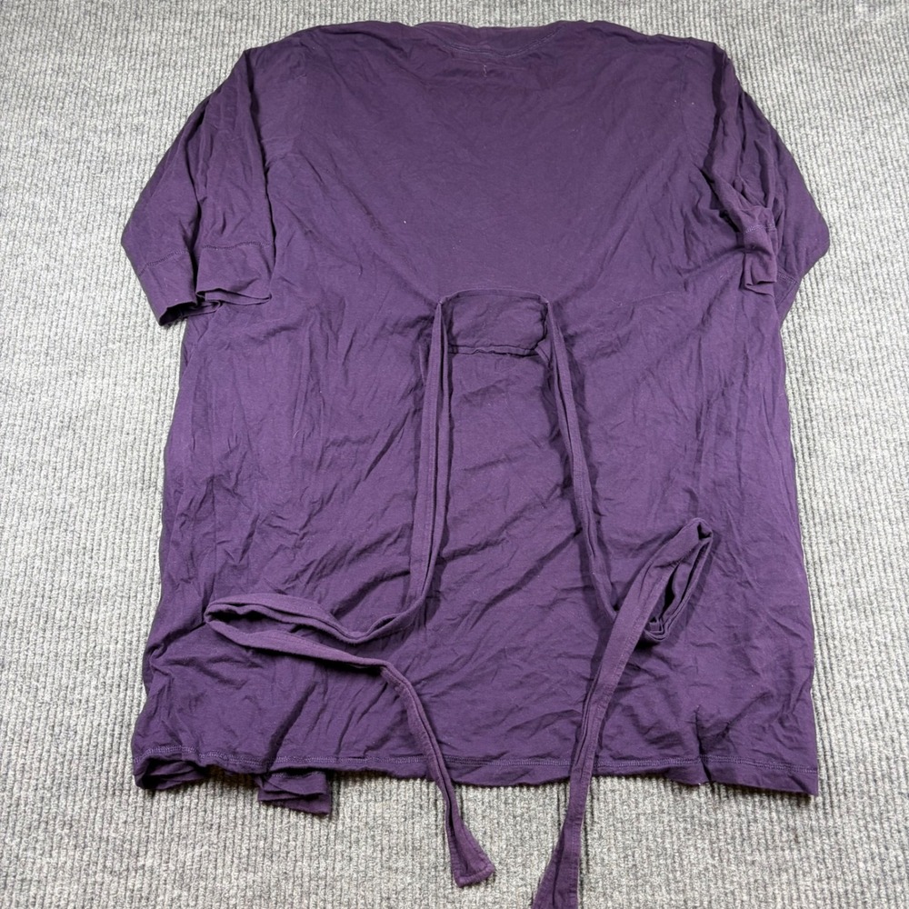 Jockey Robe Womens 2X Purple Cotton Short Sleeve Open Front Tie Waist Lounge - Picture 4 of 6